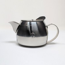 Stainless Steel Metal Tea Coffee Pot 13oz with Half Flip Lid and Easy Pour Spot