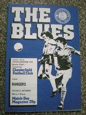 CHESTERFIELD V GLASGOW RANGERS,28th OCT 80, ANGLO-SCOTTISH CUP,NO WRITING/STAPLE