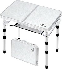 Sportneer Folding Camping Table, Adjustable Height Small Folding Table Portable
