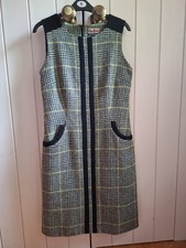 BODEN black, white and yellow  check wool pinafore dress 10L Tweed by MOON