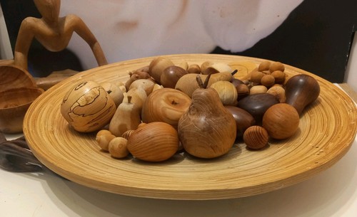 Vintage wooden fruit bowl - fruit,