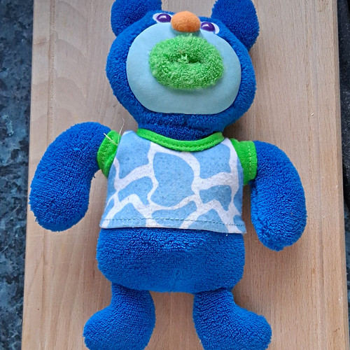 Blue plush teddy bear soft - blue,