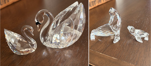 Swarovski swans and 2 x - swarovski,