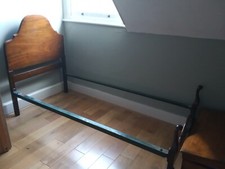  Vintage Single Bed Frame, Solid wood (Mahogony) Head and Footboard, Used