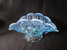 Moon and Stars Pattern Glass Light Blue Opalescent LE SMITH Banana Boat 9" long