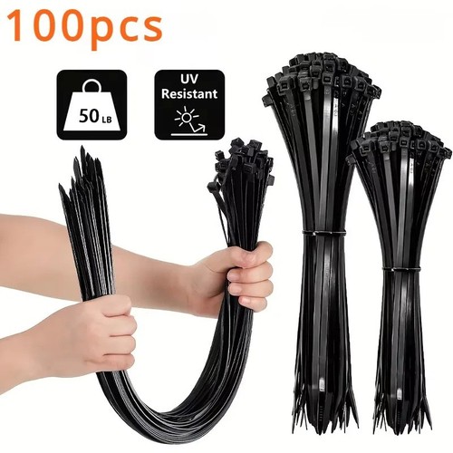 100pcs black cable ties - black,