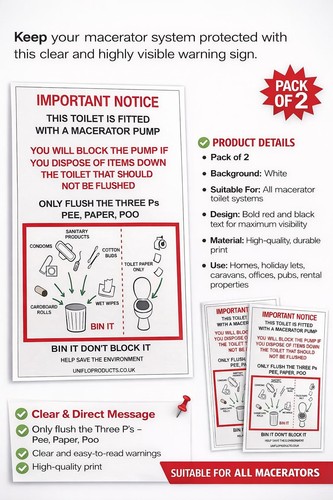 Uniflo macerator warning - uniflo, x