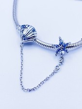 Safety Chain Charm Sea Shell Star Fish Spacer Genuine 925 Sterling Silver 💖
