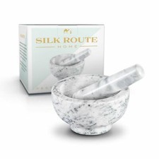 Marble Stone Pestle and Mortar Set, Spice & Herb Crusher by Silk Route Home