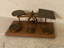 A 1930s vintage postal letter scales with 6 brass weights