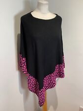 Frank Usher knit poncho jumper S M VGC black animal print classic