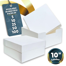 10 Inch Lid & Base White Cake Boxes | Pack of 5, 10, 25, 50, 100