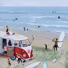 Surfing - Art Blank Greeting /
