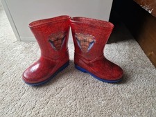 Spider-Man Red Wellies Kids Size 9 Pull-On with Handles