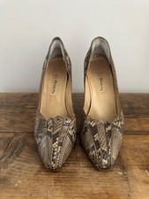 Ferdin Vintage 70's/80's Ladies Real Snakeskin Cream Brown Court Stiletto Shoes