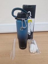 ZAKVOP Thermal Mug 1 Litre, Drinking Cup with Straws and Two Lids, Thermos Flask