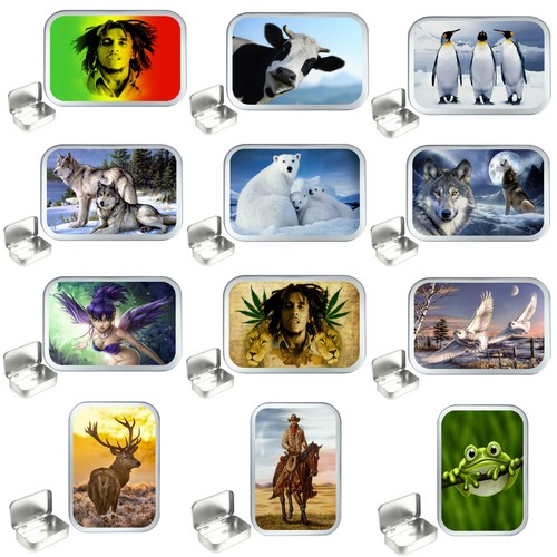 Silver hinged tobacco tins - hinged,