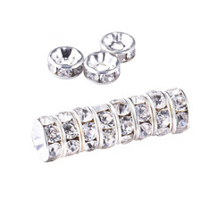 10/20pcs 10mm Diamante Rhinestone Rondelle Spacer Beads DIY Jewellery Making