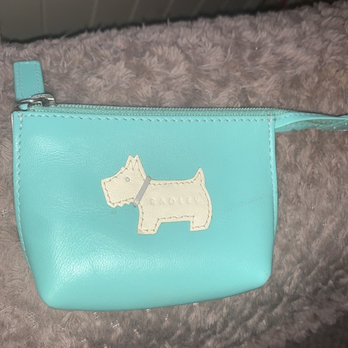 Small green leather coin purse - leather,