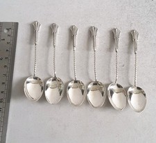NICE SET 6 ANTIQUE SOLID SILVER TEA / COFFEE SPOONS  .    25 gms.     BIRM. 1912