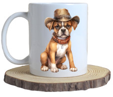 Boxer Dog Wearing Cowboy Hat