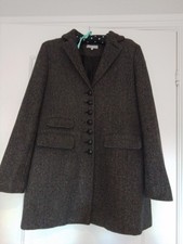 Women's Red Herring Grey Herringbone Wool Blend lined Coat  With Pockets
