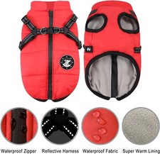 Luowan Waterproof Dog Coat, French Bulldog Coat, Warm Vest with Dog Harness,