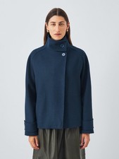 John Lewis Womens Short Funnel Neck Regular Fit Wool Blend Jacket 14 {Hair} A