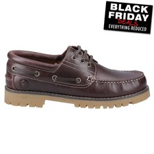 Cotswold Inglecote Mens Leather Casual Fashion Designer Boat Shoes Brown