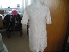 ZARA BASIC LADIES BEAUTIFUL SHORT SLEEVED PINK LACE FLORAL DRESS 12 ( M ) BNWOT