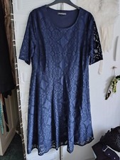  fit and flare dress by BON MARCHE size 18 ..NEW unused Blue Lacey with lining