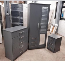 Brand New GREY 2 Doors Combi Wardrobe With Mirrors Full Set FREE DELIVERY 🚚❤️