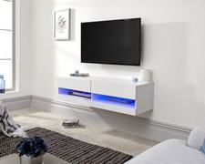 Galicia White 120cm Floating TV Unit with Led- LOCAL DELIVERY ONLY