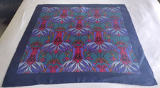 LIBERTY Vintage Twill Silk Scarf - Art Nouveau Floral - Blue/Multi - 80 x 80 cm