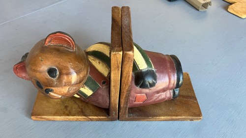 Wooden teddy bear - teddy, bookends