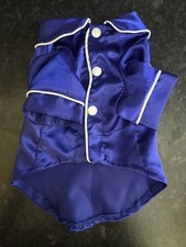 Blue Satin Dogs Dressing Gown with Belt Press Studded Size S