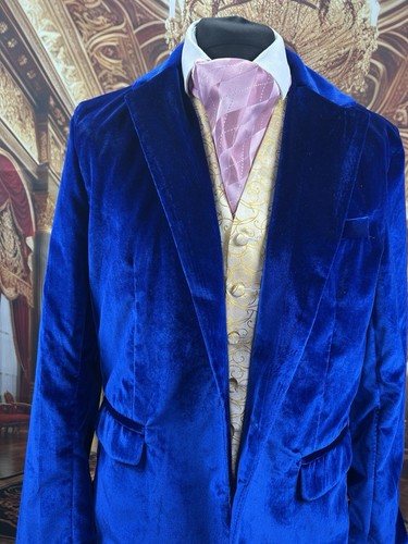 Vintage blue velvet - jacket, –