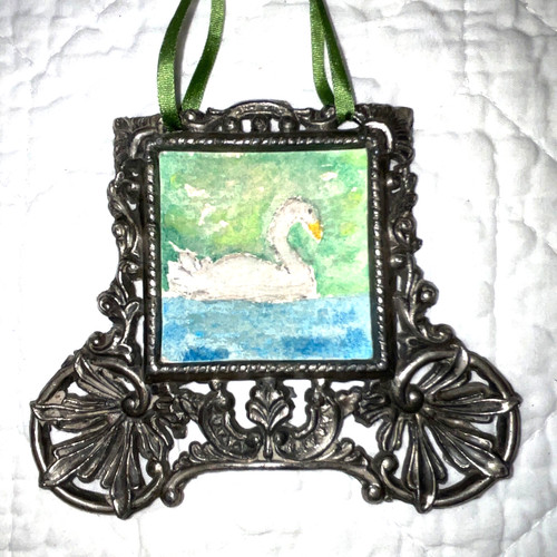 Vintage bird swan watercolor - swan,