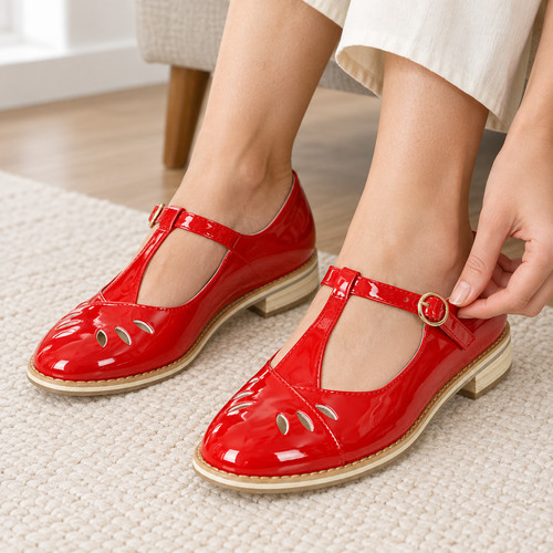 Womens shoe red - red, patent