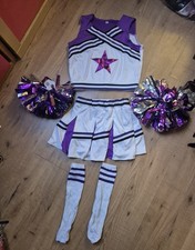 Cheer Leader Fancy Dress Costume With pompoms for Age 9-10 Years