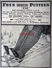 1914 Fox's 'F.I.P.' Puttees Toboggan Sled AD #1 - Small Antique Print ADVERT