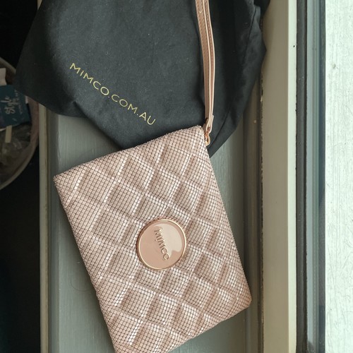 Mimco pink metallic clutch - pink,