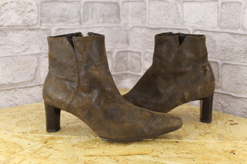 Brown mottled suede - brown, heel