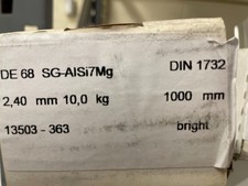 2.4mm Dia X 1000mm Aluminium alloy tig welding rods DE68 SG-AlSi7MgDIN1732 10kg 