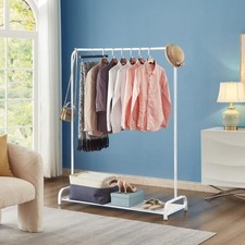 White Clothes Rail with Shoe Rack Small Wardrobe