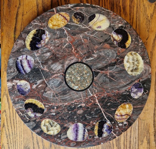 Blue john inlaid tabletop - inlaid,