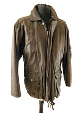 Wallace Sacks Mens Vintage Leather Coat Jacket 42" Chest Longer Length