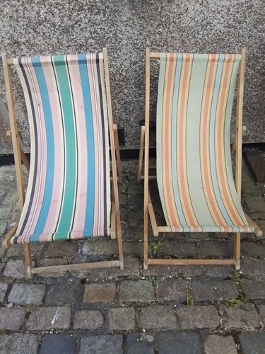Pair 60s deck chairs - pair,