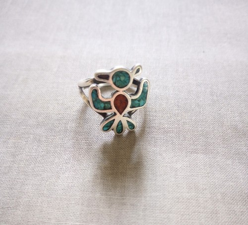 Coral and turquoise inlay