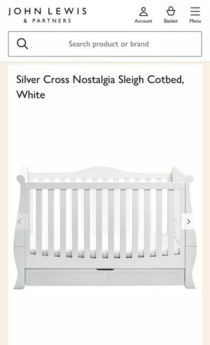 Sleigh cot bed - bed, silver